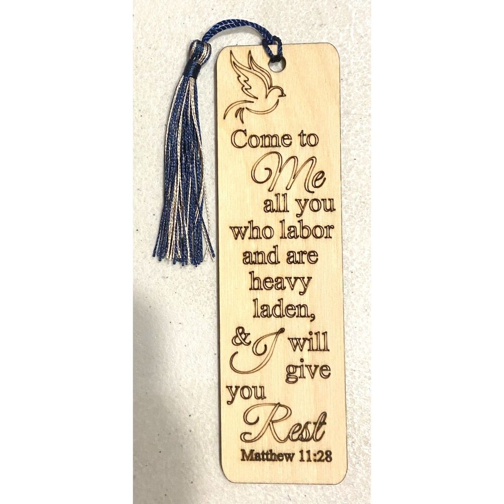 6" Wood Bookmark - Matthew 11:28 - B002
